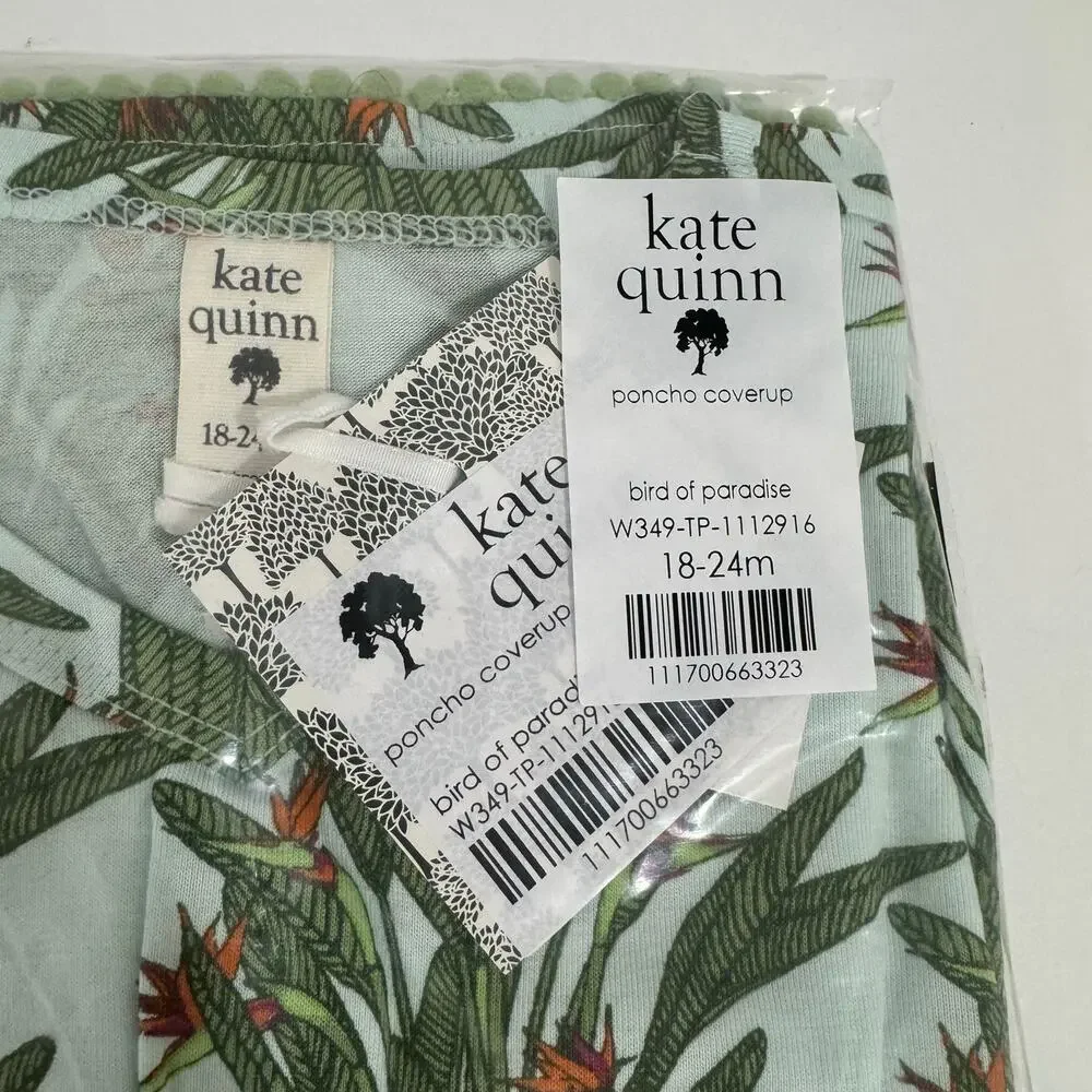 Kate Quinn Birds of Paradise Poncho Coverup Size 18-24 Months Bamboo
